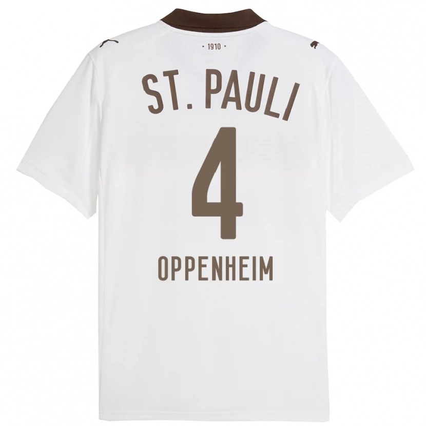 Danxen Män Merle Oppenheim #4 Vit Röd Bortatröja Matchtröjor 2025/26 Tröjor T-Tröja