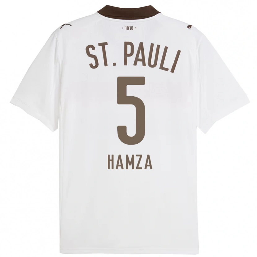 Danxen Män Samet Hamza #5 Vit Röd Bortatröja Matchtröjor 2025/26 Tröjor T-Tröja