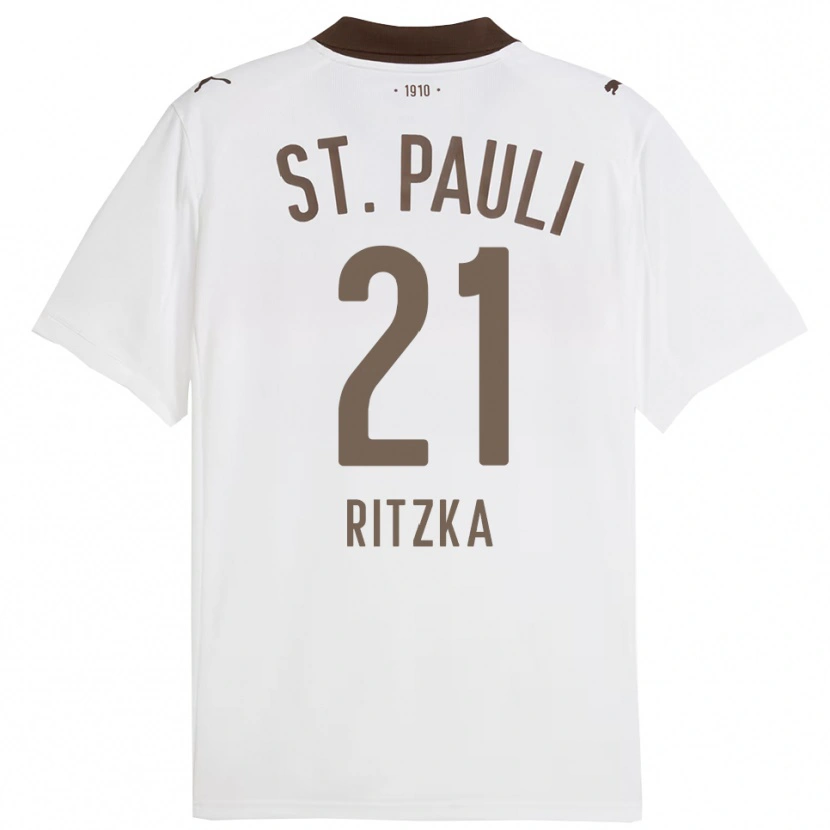 Danxen Män Lars Ritzka #21 Vit Röd Bortatröja Matchtröjor 2025/26 Tröjor T-Tröja