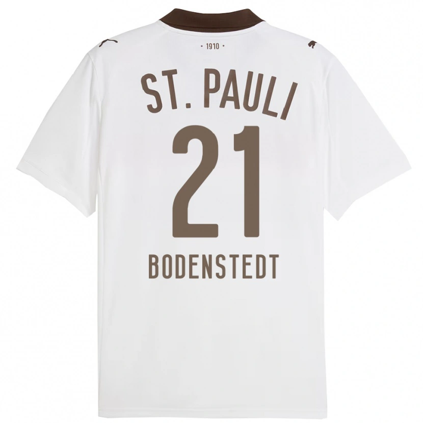 Danxen Män Paula Bodenstedt #21 Vit Röd Bortatröja Matchtröjor 2025/26 Tröjor T-Tröja