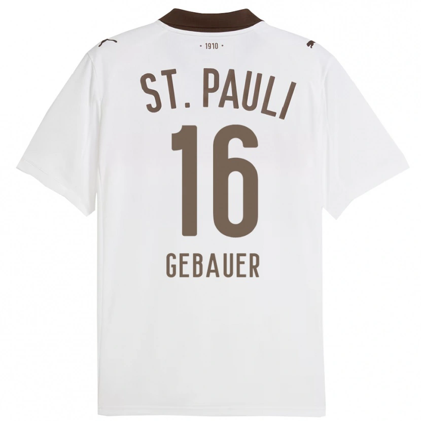 Danxen Män Florian Gebauer #16 Vit Röd Bortatröja Matchtröjor 2025/26 Tröjor T-Tröja