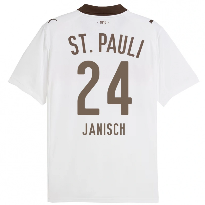 Danxen Män August Janisch #24 Vit Röd Bortatröja Matchtröjor 2025/26 Tröjor T-Tröja