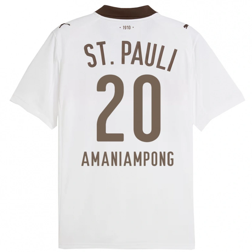 Danxen Män Marces Amaniampong #20 Vit Röd Bortatröja Matchtröjor 2025/26 Tröjor T-Tröja