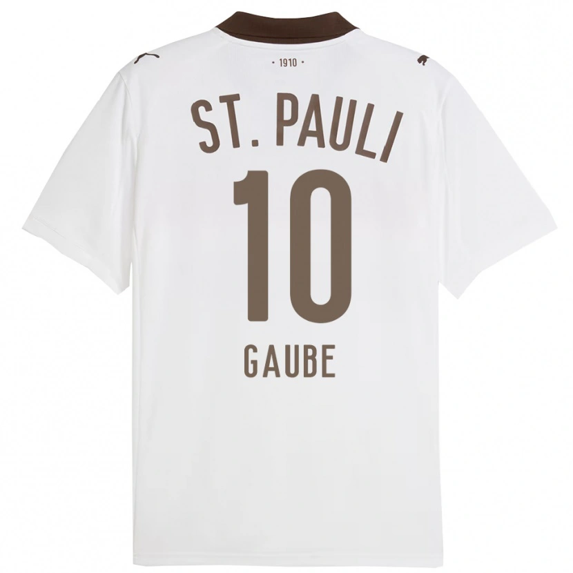 Danxen Män Bastian Gaube #10 Vit Röd Bortatröja Matchtröjor 2025/26 Tröjor T-Tröja