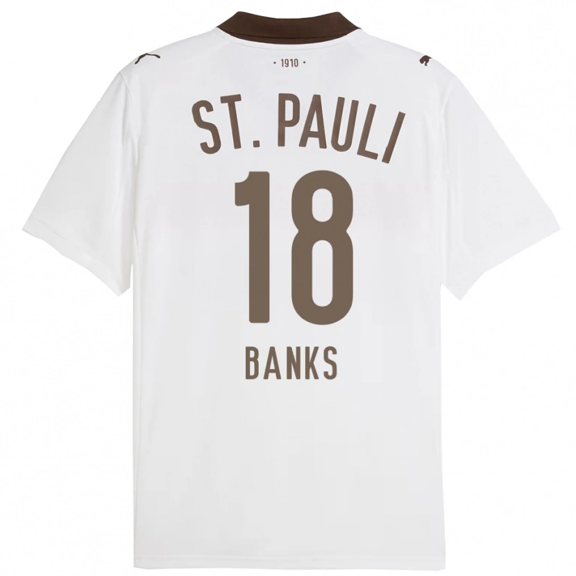 Danxen Män Scott Banks #18 Vit Röd Bortatröja Matchtröjor 2025/26 Tröjor T-Tröja