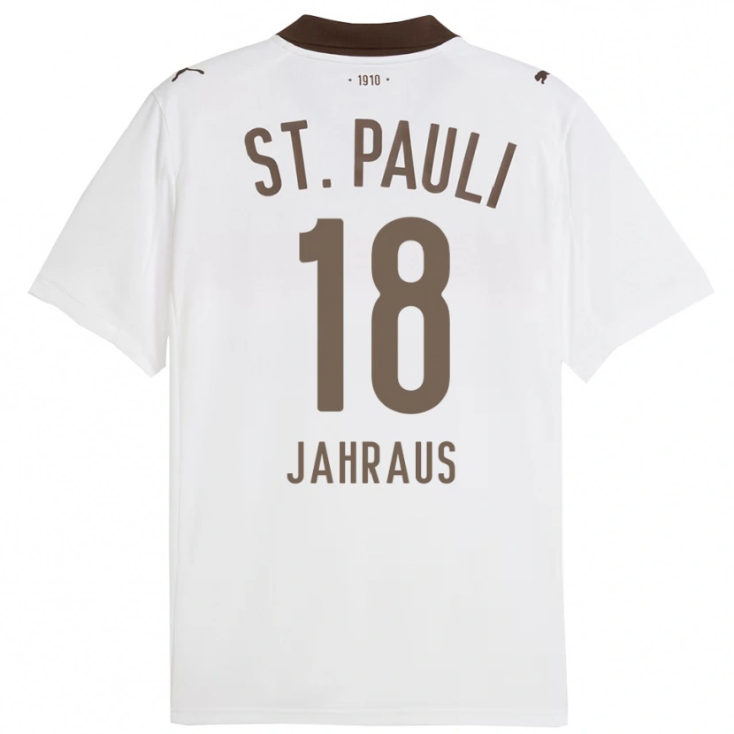 Danxen Män Luis Jahraus #18 Vit Röd Bortatröja Matchtröjor 2025/26 Tröjor T-Tröja