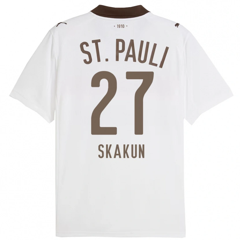Danxen Män Oleg Skakun #27 Vit Röd Bortatröja Matchtröjor 2025/26 Tröjor T-Tröja