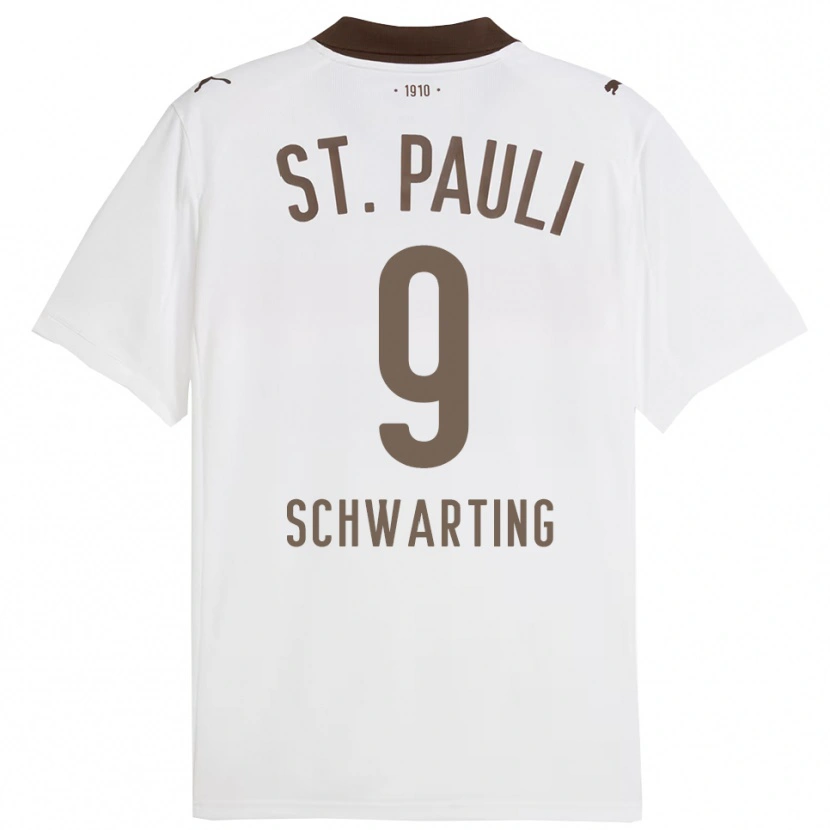 Danxen Män Dominik Schwarting #9 Vit Röd Bortatröja Matchtröjor 2025/26 Tröjor T-Tröja