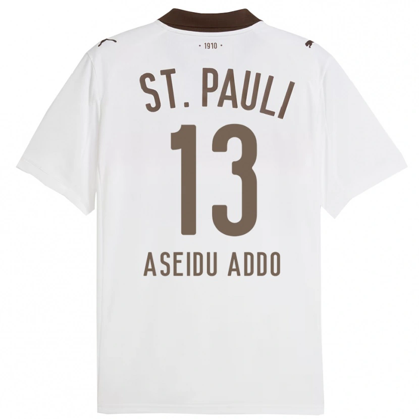 Danxen Män Joel Aseidu Addo #13 Vit Röd Bortatröja Matchtröjor 2025/26 Tröjor T-Tröja