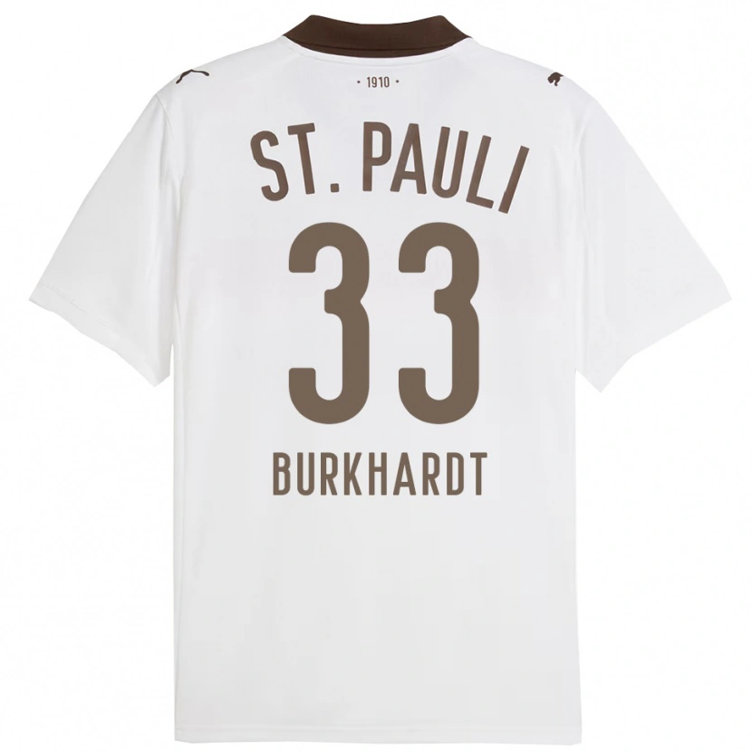 Danxen Män Jannik Burkhardt #33 Vit Röd Bortatröja Matchtröjor 2025/26 Tröjor T-Tröja
