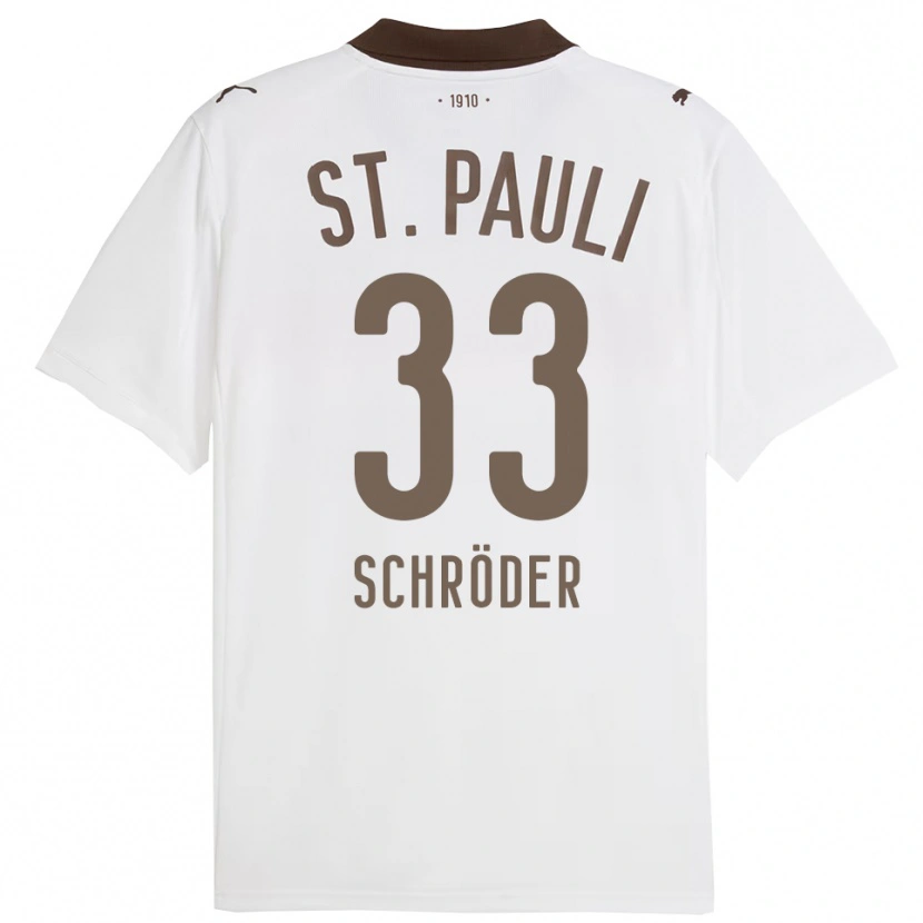 Danxen Män Lennard Schröder #33 Vit Röd Bortatröja Matchtröjor 2025/26 Tröjor T-Tröja