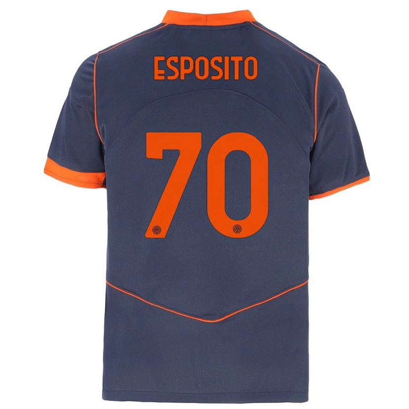 Danxen Män Sebastiano Esposito #70 Grå Orange Tredjesatsen Matchtröjor 2025/26 Tröjor T-Tröja