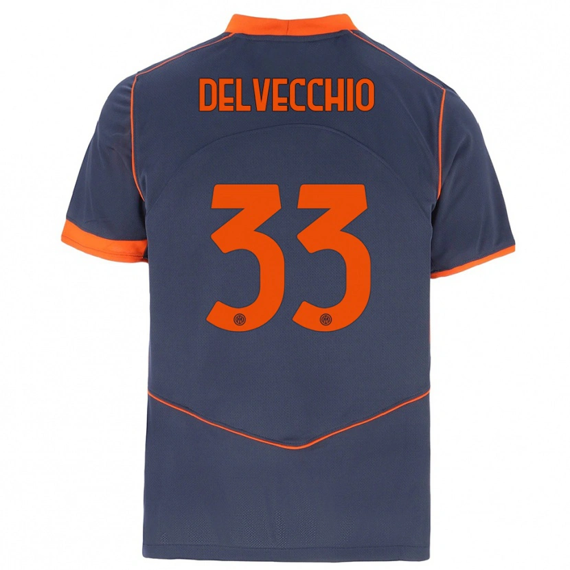 Danxen Män Gabriele Delvecchio #33 Grå Orange Tredjesatsen Matchtröjor 2025/26 Tröjor T-Tröja