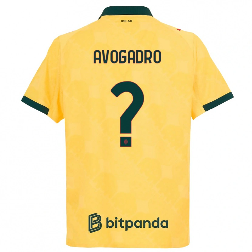 Danxen Män Pietro Avogadro #0 Gul Svart Tredjesatsen Matchtröjor 2025/26 Tröjor T-Tröja