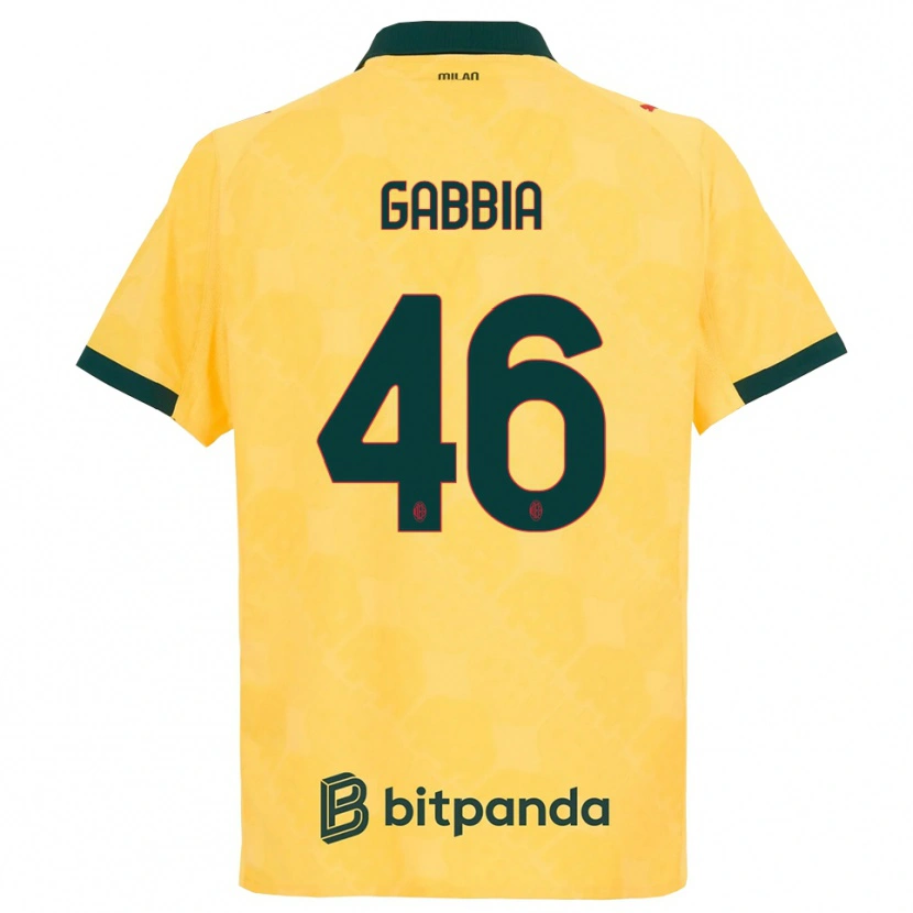 Danxen Män Matteo Gabbia #46 Gul Svart Tredjesatsen Matchtröjor 2025/26 Tröjor T-Tröja