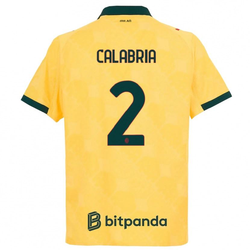 Danxen Män Davide Calabria #2 Gul Svart Tredjesatsen Matchtröjor 2025/26 Tröjor T-Tröja