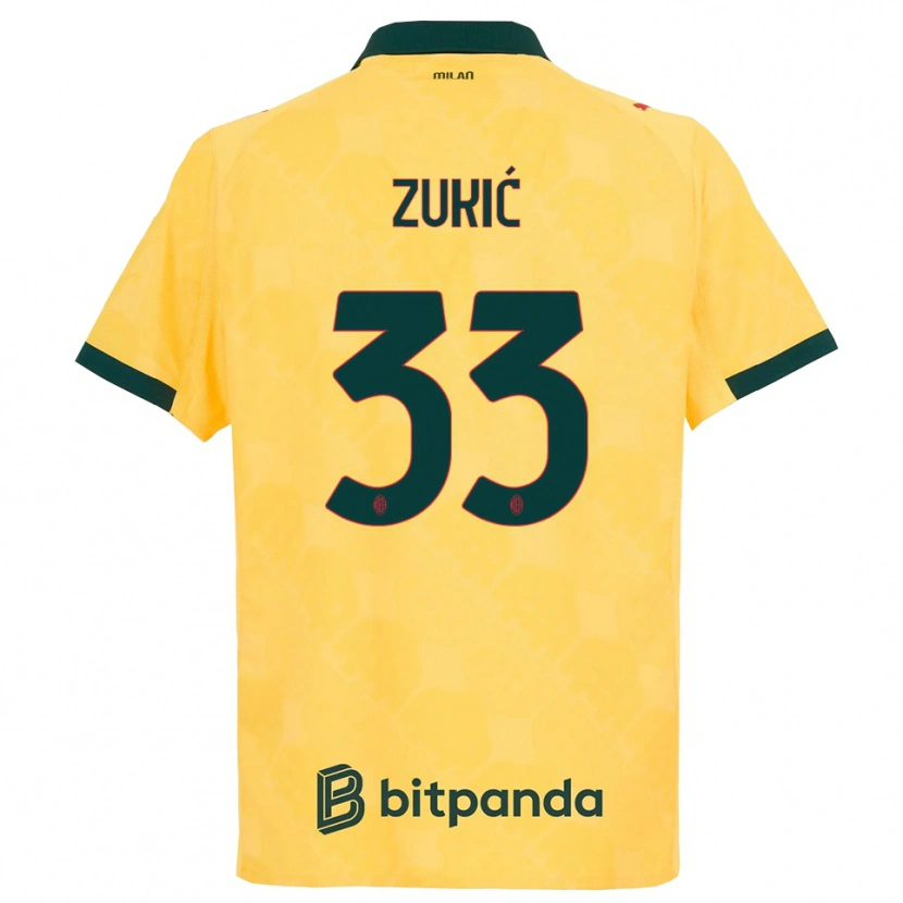 Danxen Män Damir Zukić #33 Gul Svart Tredjesatsen Matchtröjor 2025/26 Tröjor T-Tröja
