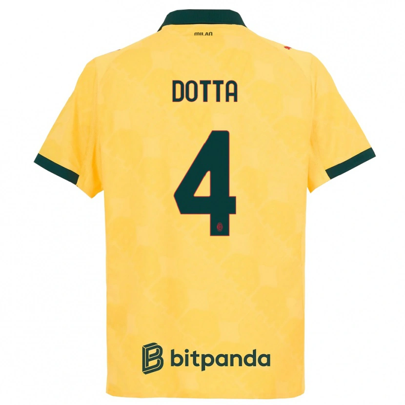 Danxen Män Cristiano Dotta #4 Gul Svart Tredjesatsen Matchtröjor 2025/26 Tröjor T-Tröja