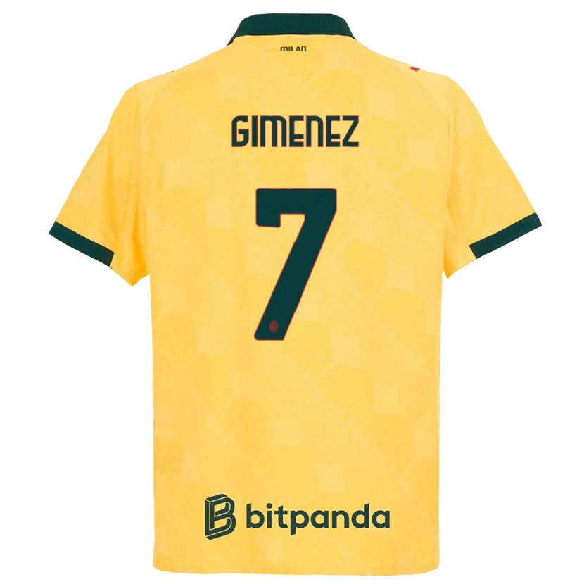 Danxen Män Santiago Gimenez #7 Gul Svart Tredjesatsen Matchtröjor 2025/26 Tröjor T-Tröja
