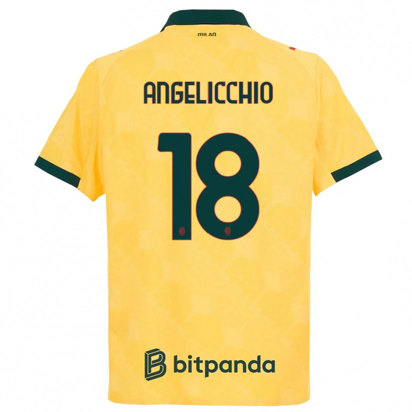 Danxen Män Mattia Angelicchio #18 Gul Svart Tredjesatsen Matchtröjor 2025/26 Tröjor T-Tröja