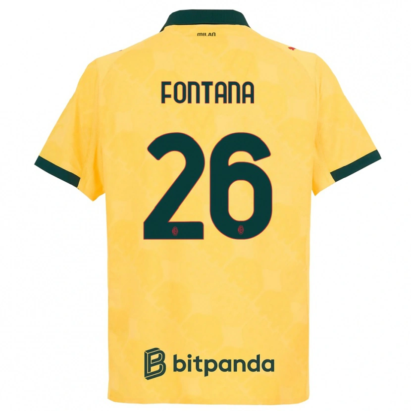 Danxen Män Francesco Fontana #26 Gul Svart Tredjesatsen Matchtröjor 2025/26 Tröjor T-Tröja