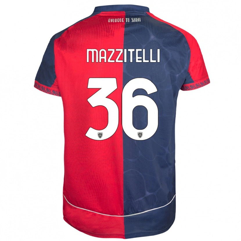 Danxen Kvinnor Luca Mazzitelli #36 Röd Marinblå Hemmatröja Matchtröjor 2025/26 Tröjor T-Tröja