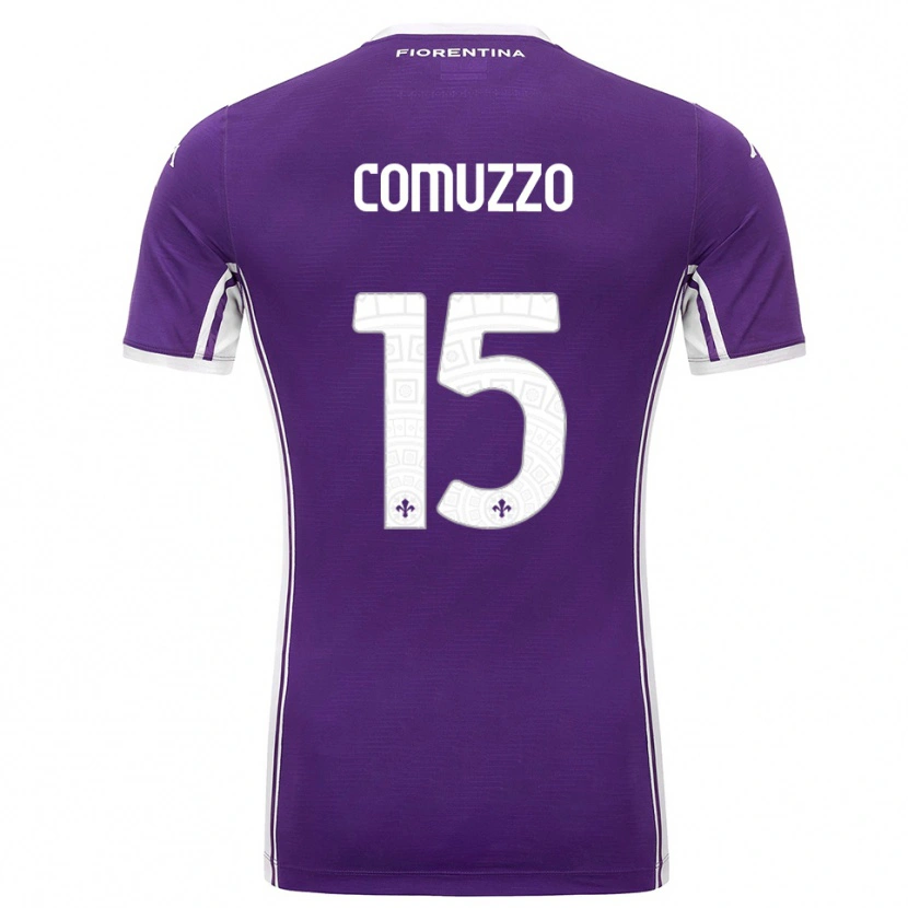 Danxen Kvinnor Pietro Comuzzo #15 Lila Vit Hemmatröja Matchtröjor 2025/26 Tröjor T-Tröja
