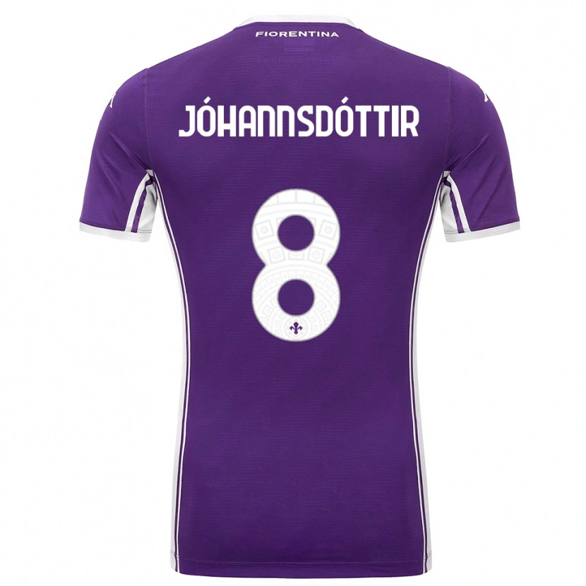 Danxen Kvinnor Alexandra Jóhannsdóttir #8 Lila Vit Hemmatröja Matchtröjor 2025/26 Tröjor T-Tröja