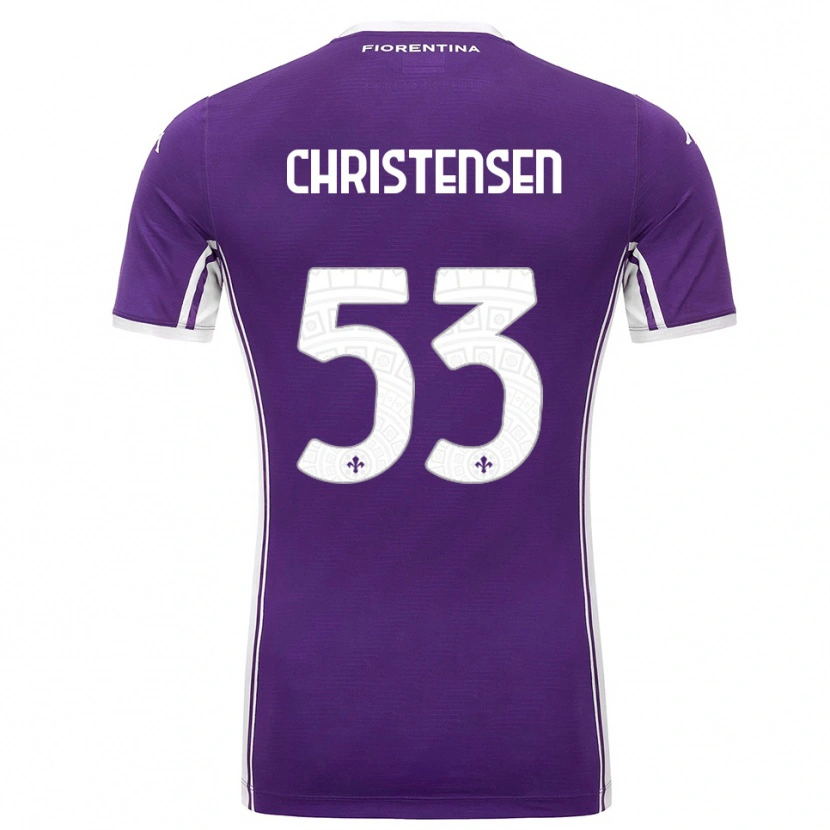 Danxen Kvinnor Oliver Christensen #53 Lila Vit Hemmatröja Matchtröjor 2025/26 Tröjor T-Tröja