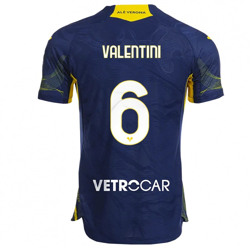 Danxen Kvinnor Nicolás Valentini #6 Marinblå Gul Hemmatröja Matchtröjor 2025/26 Tröjor T-Tröja