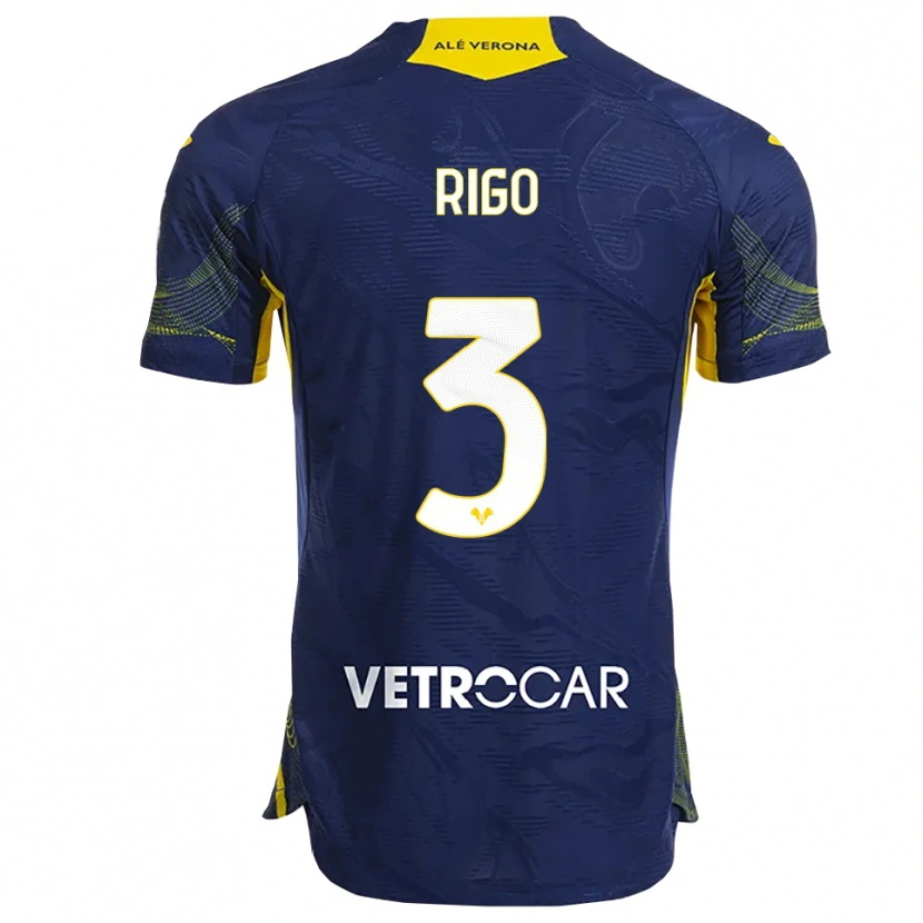 Danxen Kvinnor Mattia Rigo #3 Marinblå Gul Hemmatröja Matchtröjor 2025/26 Tröjor T-Tröja