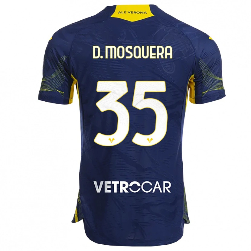 Danxen Kvinnor Daniel Mosquera #35 Marinblå Gul Hemmatröja Matchtröjor 2025/26 Tröjor T-Tröja