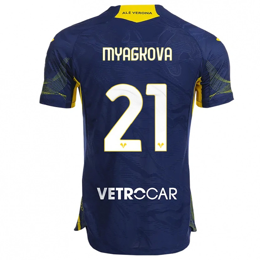 Danxen Kvinnor Alina Myagkova #21 Marinblå Gul Hemmatröja Matchtröjor 2025/26 Tröjor T-Tröja