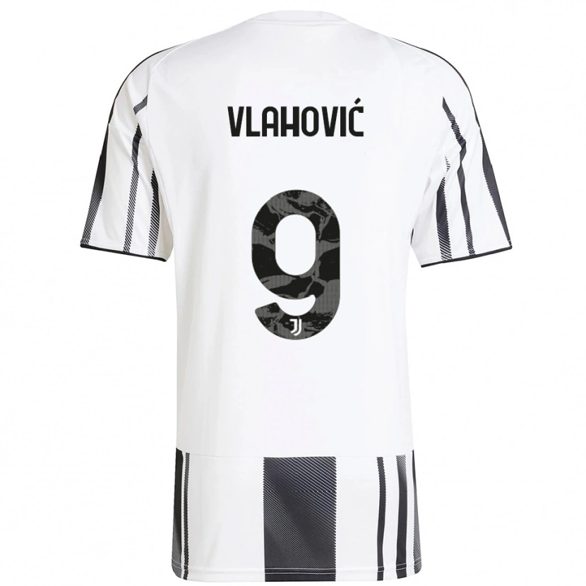 Danxen Kvinnor Dušan Vlahović #9 Vit Svart Hemmatröja Matchtröjor 2025/26 Tröjor T-Tröja