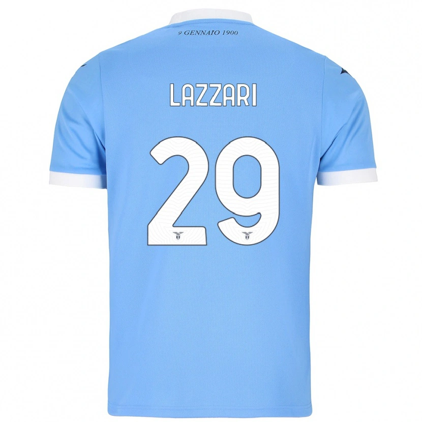 Danxen Kvinnor Manuel Lazzari #29 Himmelsblå Vit Hemmatröja Matchtröjor 2025/26 Tröjor T-Tröja