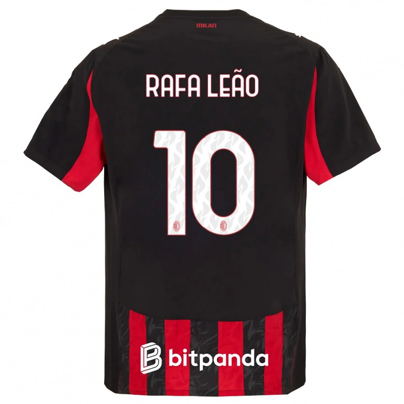 Danxen Kvinnor Rafael Leão #10 Röd Svart Hemmatröja Matchtröjor 2025/26 Tröjor T-Tröja