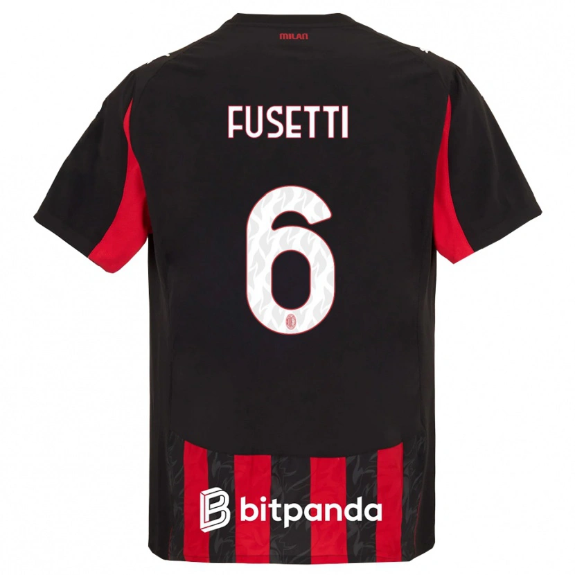 Danxen Kvinnor Laura Fusetti #6 Röd Svart Hemmatröja Matchtröjor 2025/26 Tröjor T-Tröja