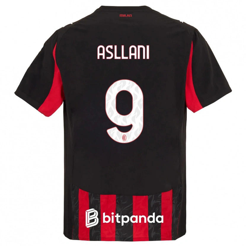 Danxen Kvinnor Kosovare Asllani #9 Röd Svart Hemmatröja Matchtröjor 2025/26 Tröjor T-Tröja