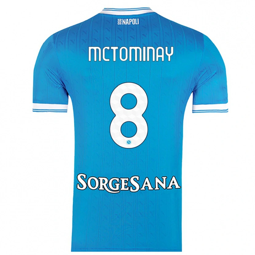 Danxen Kvinnor Scott Mctominay #8 Himmelsblå Vit Hemmatröja Matchtröjor 2025/26 Tröjor T-Tröja