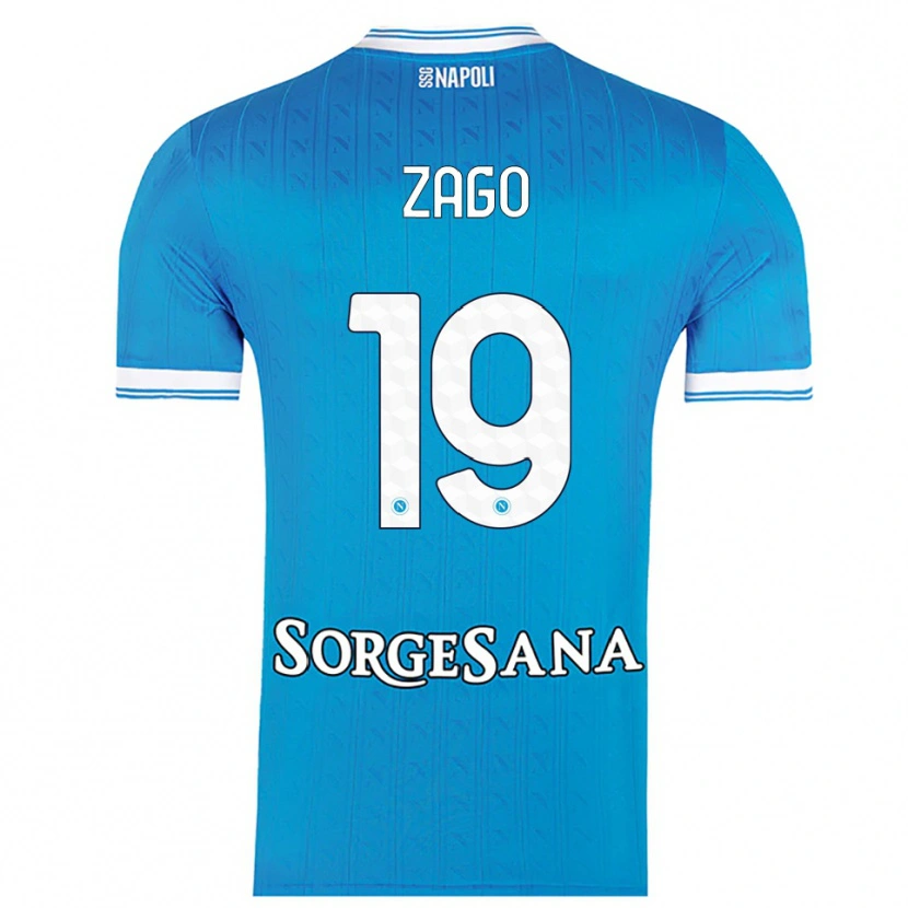 Danxen Kvinnor Gabriele Zago #19 Himmelsblå Vit Hemmatröja Matchtröjor 2025/26 Tröjor T-Tröja