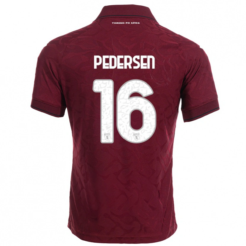 Danxen Kvinnor Marcus Pedersen #16 Vinröd Vit Hemmatröja Matchtröjor 2025/26 Tröjor T-Tröja