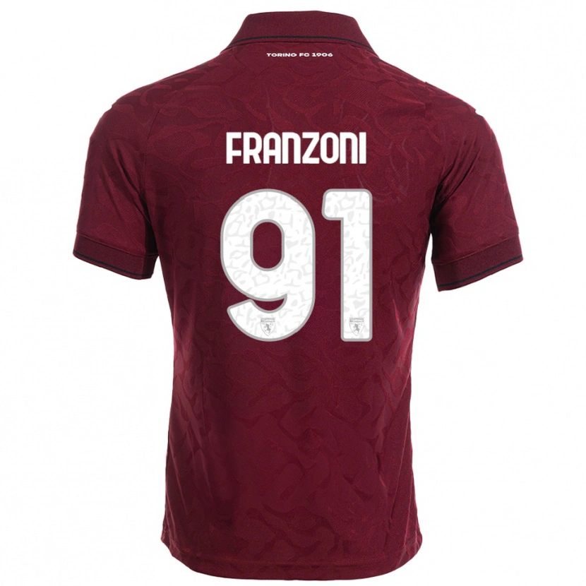 Danxen Kvinnor Nicolò Franzoni #91 Vinröd Vit Hemmatröja Matchtröjor 2025/26 Tröjor T-Tröja