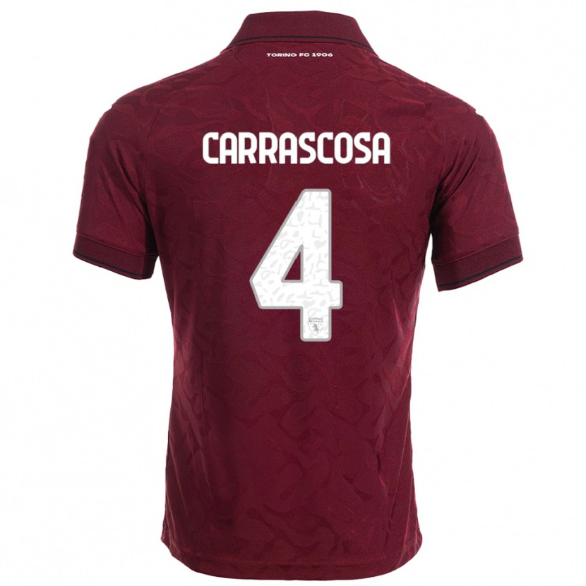 Danxen Kvinnor Manuel Carrascosa #4 Vinröd Vit Hemmatröja Matchtröjor 2025/26 Tröjor T-Tröja