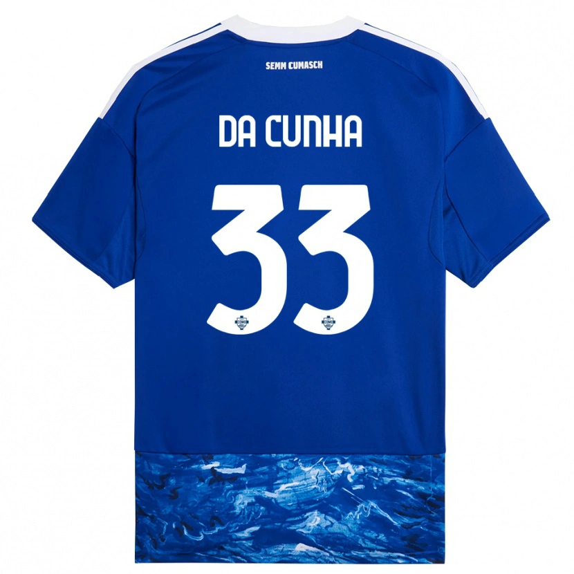 Danxen Kvinnor Lucas Da Cunha #33 Blå Vit Hemmatröja Matchtröjor 2025/26 Tröjor T-Tröja