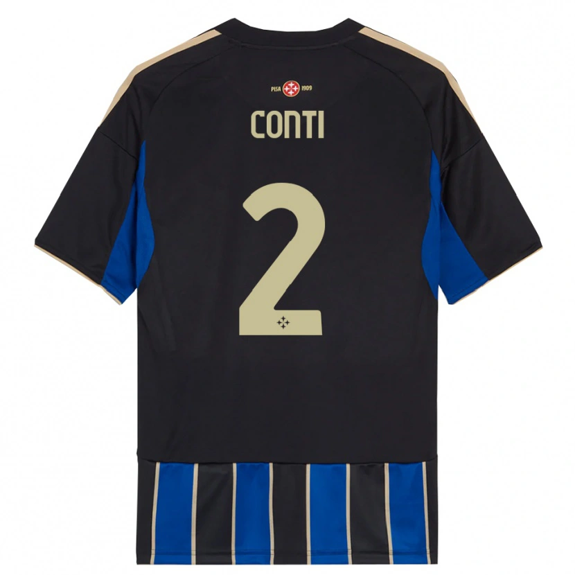 Danxen Kvinnor Niccolò Conti #2 Svart Blå Hemmatröja Matchtröjor 2025/26 Tröjor T-Tröja