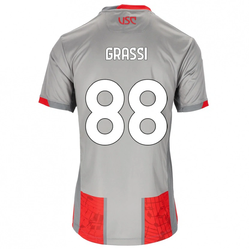 Danxen Kvinnor Alberto Grassi #88 Röd Grå Hemmatröja Matchtröjor 2025/26 Tröjor T-Tröja