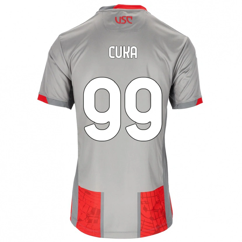 Danxen Kvinnor Samuel Cuka #99 Röd Grå Hemmatröja Matchtröjor 2025/26 Tröjor T-Tröja