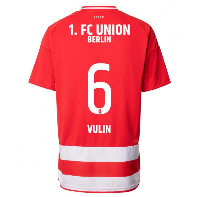 Danxen Kvinnor Luka Vulin #6 Röd Vit Hemmatröja Matchtröjor 2025/26 Tröjor T-Tröja