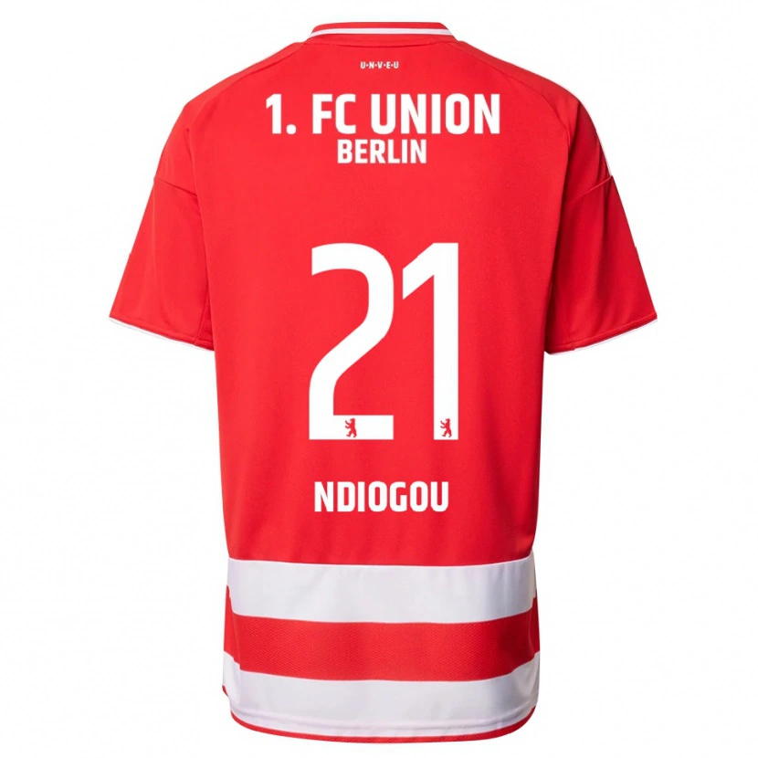 Danxen Kvinnor Pape-Omar Ndiogou #21 Röd Vit Hemmatröja Matchtröjor 2025/26 Tröjor T-Tröja