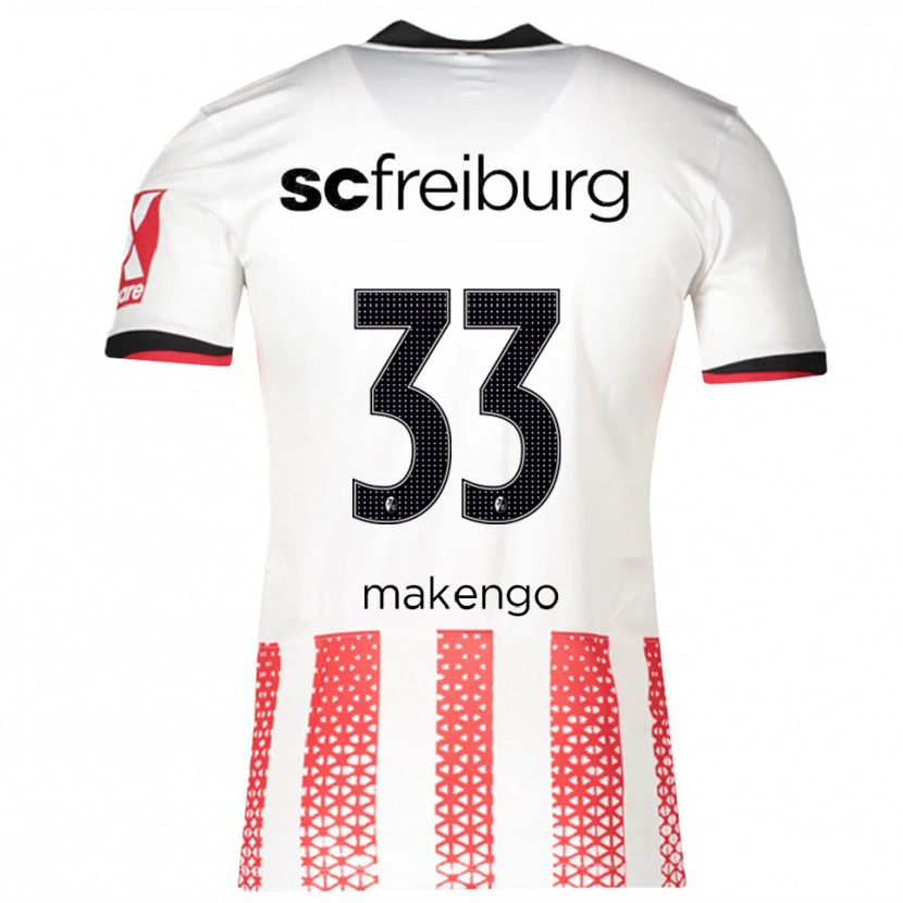 Danxen Kvinnor Jordy Makengo #33 Vit Röd Hemmatröja Matchtröjor 2025/26 Tröjor T-Tröja